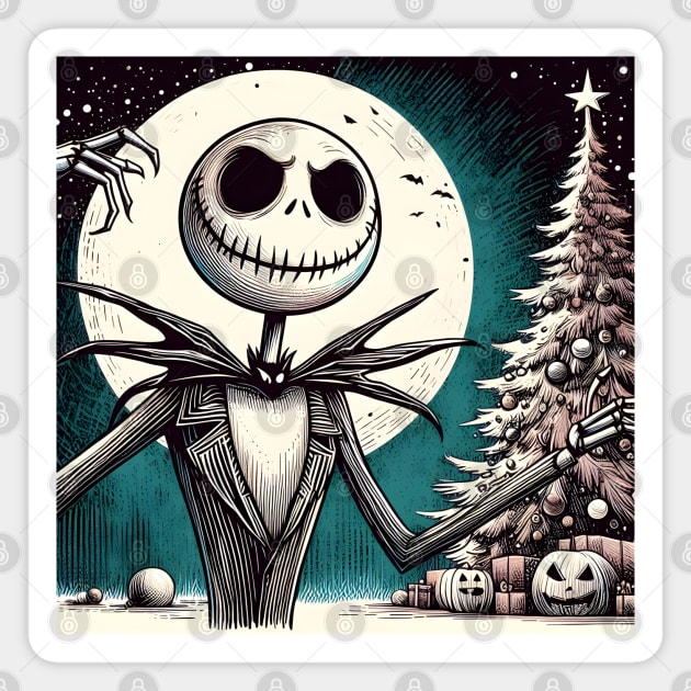 Elevate Your Holidays: Unique Jack Skellington Christmas Art for a Whimsical Celebration! Magnet by insaneLEDP